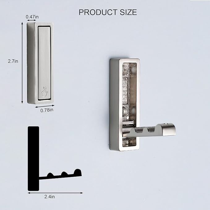 Foldable Coat Hooks 4 Pack,Heavy Duty Wall Hooks for Hanging Coats Towels Backpacks Bags Brushed Nickel Towel Hooks for a Functional Home (Brushed Nickel, 4)