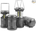 Lichamp LED Camping Lantern, 4 Pack Battery Powered Flashlight for Power Outages, Portable Collapsible Hanging Light Essential for Home, Outdoor, Emergency Lamp Survival Kit Gear for Hurricane, Gray
