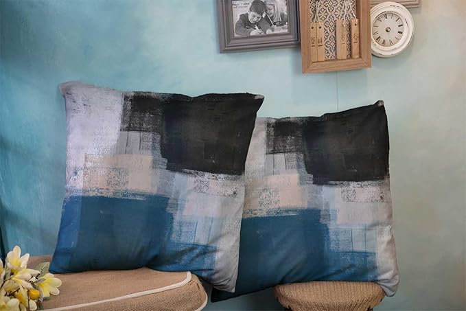 CAPSCEOLL Teal Grey Throw Pillow Covers Modern Home Art Decor,20 X 20 Inches Set of 2 Pillow Cases Decorative,Abstract Oil Painting Pillowcases for Bedroom,Living Room,Cushion Couch Sofa