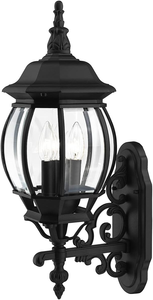 3 Lt Textured Black Outdoor Wall Lantern 7524-14