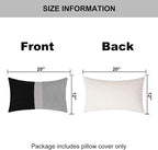 Adabana Stripe Pillow Covers 12x20 Set of 2 Square Patchwork Linen Decorative Lumbar Throw Pillow Covers Modern Farmhouse Decor Pollowcases for Couch Sofa Bedroom,Black Stripe