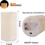 Homemory 5"x3" Wax Flameless Candles, Battery Operated LED Pillar Candles with Remote Control & Timer, Amber Yellow Flickering Light for Party, Wedding, Festival, Ivory, Indoor Only, Set of 2