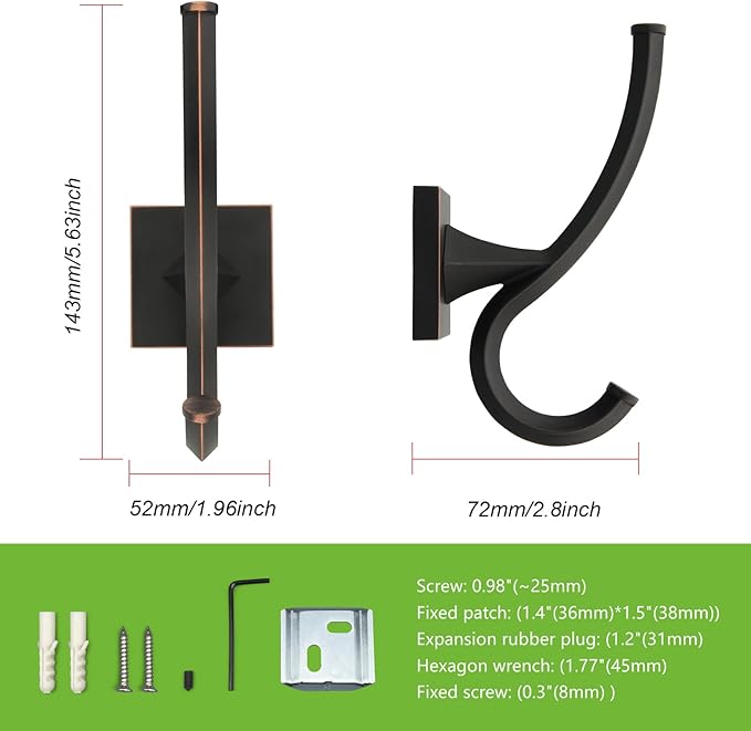 TUNNY 2 Pack Vintage Coat Hooks-Oil-Rubbed Bronze Wall Hooks Towel Hooks Towel Robe Hooks,for Entry Shoe Cabinet, Wardrobe Bathroom Bedroom Furniture Hardware