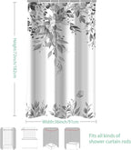 Eucalyptus Shower Curtain, Grey Watercolor Leaves with Floral Botanical Bathroom Decor, Waterproof Fabric Bath Curtain Set with Hooks, 36x72 Inches