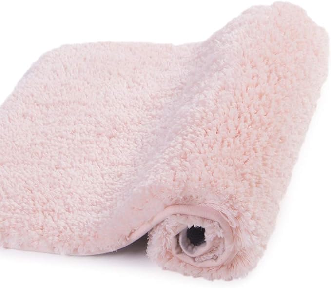 Walensee Bath Mat (20 x 32, Blush) Water Absorbent Soft Microfiber Shaggy Non Slip Rug - Machine Washable Thick Plush Shower Rug