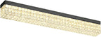 L 40" Modern Rectangle Chandelier Black Rectangular Flush Mount Chandelier Crystal Ceiling Light Fixture for Dining Living Room Kitchen Island