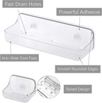 TZAMLI Shower Caddy with Soap Dish, Adhesive Shower Organizer Shelf Plastic Wall Mounted No Drilling Shelves for Bathroom Kitchen Storage (Clear, 3 Pack)