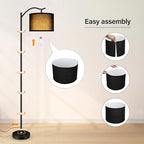 BoostArea Floor Lamp for Living Room,Arc Floor Lamp with Remote Control,Stepless Dimmable Brightness & Colors Temperature 2700k-6500k,Modern Standing Lamp for Bedroom Study Room Office,Black