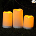 Homemory Solar Powered Candles Outdoor Waterproof, Flickering Glow, Rechargeable Candles, Solar Powered Candles for Outside, Lanterns, Sensor Only, Dusk to Dawn, Set of 3