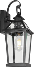 JYZ Dusk to Dawn Outdoor Wall Sconce, 17inch Waterproof Exterior Wall Lantern with Textured Glass, Anti-Rust Classic Porch Light for Front Door Garage Patio Yard JYOWL06