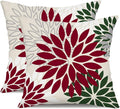 DFXSZ Wine red Dark Green Flower Pillow Covers 16x16 Inch Set of 2 Outdoor Throw Pillows Outdoor Waterproof Decor for Living Room Sofa Patio Funiture Garden Floral Polyester Pillow Covers 002W16