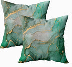 CAPSCEOLL Set of 2 Turquoise and Grey Art Artwork Contemporary Decorative Gray Home Decorative Throw Pillow Covers Cushion Covers for Bedroom Sofa Living Room 16X16 Inches
