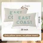 Coastal Throw Pillow Cover 12x20, Green Preppy East Coast Coquette Decor for Girls Room College Sofa Couch, Trendy Retro Dorm - Green