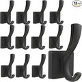 Black Coat Hooks for Wall Hanging, Bath Robe Hook Heavy Duty Thick Towel Hooks, Wall Mount Hooks Bathroom Entryway Mudroom Hooks for Hanging Coats Key Robe Hat Backpack (12 Pack, Black)