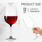 Set of 12 Unbreakable Acrylic Wine Glasses with Stem, 19 oz Plastic Wine Glasses Reusable Clear Goblet BPA-Free for Outdoor Drinking, Pool, Travel, Camping or Picnic Gift Supplies(Goblet)