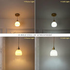Mini Pendant Light 2 Pack with White Tulip Glass Lmapshade, Brass Vintage Pendant Light Adjustable Hanging Light for Kitchen Island Dining Room Hallway