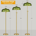 Gold Floor Lamps for Living Room Vintage Floor Lamp with Remote Control & Glass Lampshape,Mid Century Modern Standing Lamp with 3 Color Temperature Brass Flower Tall Floor Lamp for Bedroom Corner