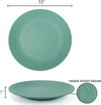 Homienly Flat Dinner Plates Set of 8 Alternative for Plastic Plates Microwave and Dishwasher Safe Wheat Straw Plates for Kitchen Unbreakable Kids Plates(Green, 10 inch), MS 01