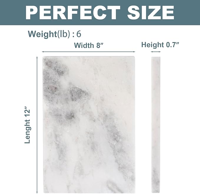 BCS Natural Marble Cutting Boards for Kitchen - 12" x 8" Multi-Purpose Pastry Marble Tray Cheese Board Marble Slab for Counter, Bathroom Perfume Tray Jewelry Candle Plate (Namib Fantasy)