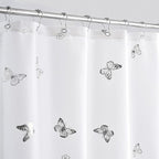 Jubilantex Butterfly Shower Curtain for Bathroom, White Silver Print Farmhouse Waterproof Bathroom Decorative Rustic Kids Shower Curtain with 12 Rust Proof Grommets for Spa Hotel, 70x76 Inches