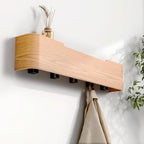 Coat Hooks Wall Mount with Shelf, 5 Hidden Hooks, 20.75 Inch Entryway Organizer for Coats, Hats, Bags, Keys, Decorative Wall Hooks (Beige, 5 Hooks)
