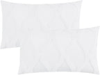 decorUhome Throw Pillow Covers 12x20 Inch Set of 2, Soft Plush Faux Fur Wool Lumbar Pure White Couch Pillow Covers, Decorative Neutral Pillow Cases for Bed Sofa Living Room Home Decor