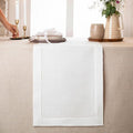 D'Moksha Homes Linen White Table Runner 84 Inches Long - 100% Pure Linen Table Runner 14 x 84 Inch for Fall, Autumn and Halloween - Classic Hemstitch