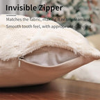 GEEORY Christmas Tree Throw Pillow Covers 20x20 Inch Set of 2, Xmas Winter Soft Plush Faux Fur Wool Decorative Farmhouse Holiday Cushion Case for Home Decoration (Beige) GC004-20