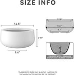 Kante 15.7" Dia Round Concrete Planter, Outdoor Indoor Garden Plant Pots with Drainage Hole and Rubber Plug, Modern Curvaceous Design, Pure White