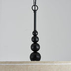 Shrine Lighting Drum Chandeliers, Farmhouse Style, Perfect Drum Pendant Light for Dining Room, D21'' x H8'', Adjustable Chains 59'', E26*3 Sockets, Beige Linen Fabric Lampshade & Black Rod
