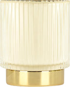 DASITON Makeup Brush holder Organizer,Crystal Cosmetic Makeup Brush Glass Brushes Storage Holder, Vintage Make Up Brush Cup Pen Pencil Holder striped vase(Cream S)