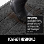 GORILLA GRIP Dirt Grabber Mesh Doormat, Low-Profile, Stain and Fade Resistant Heavy Duty Quick Dry Striped Doormats, Mats for Indoor or Outdoor Entry, Shoe Scraper, Garage Entrance Mat 47x35 Dark Gray
