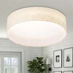 Hamilyeah Flush Mount Ceiling Light Fixture 24W, Dimmable LED Ceiling Light with Beige Fabric Shade 5CCT, 12 inch Drum Light Fixture Ceiling Mount for Living Room, Kitchen, Bathroom, Bedroom