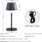 FUYO 2 Pack Cordless Table Lamp, Portable LED Desk Lamp, 3 Color Stepless Dimmable Rechargeable LED Table Lamp for Restaurant/Bedroom/Bars/Outdoor Party/Camping/Coffee Shop