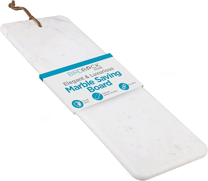 BIRDROCK HOME 23" Marble Serving Board - Charcuterie Board for Party Appetizers - Kitchen Platter for Food - Pizza Fruit Display - White