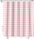 Christmas Shower Curtain, Rustic Pink White Buffalo Check Plaid Pattern Shower Curtains Set with Hooks, Farmhouse Waterproof Fabric Bathroom Curtains Decor Home Accessories,72 X 72 Inch Long