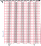 Christmas Shower Curtain, Rustic Pink White Buffalo Check Plaid Pattern Shower Curtains Set with Hooks, Farmhouse Waterproof Fabric Bathroom Curtains Decor Home Accessories, 60 X 72 Inch Long