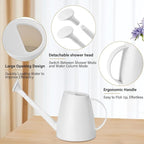 Plastic Watering Can - for Indoor and Outdoor House Plant Garden - with Long Spout - 1/2 Gallon - White