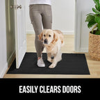 GORILLA GRIP Dirt Grabber Mesh Doormat, Low-Profile, Stain and Fade Resistant Heavy Duty Quick Dry Striped Doormats, Mats for Indoor or Outdoor Entry, Shoe Scraper, Garage Entrance Mat, 35x23, Black