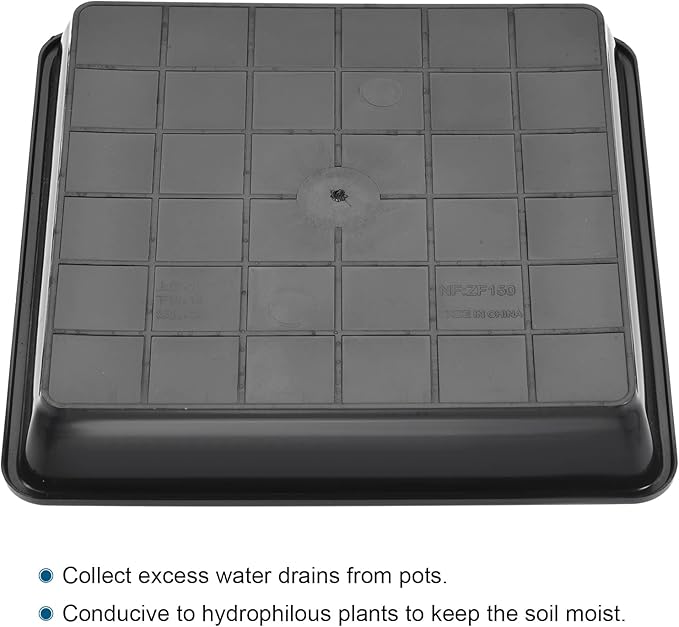 MECCANIXITY Plant Pot Saucer 6 Inch Plastic Square Flower Drip Tray for Indoor Outdoor, Black Pack of 10