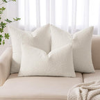 MIULEE Textured Boucle Throw Pillow Cover White Accent Solid Lumbar Christmas Pillow Case Decorative Soft Pack of 1 Couch Cushion Chair Sofa Bedroom Livingroom Home Decor,24x12 Inch