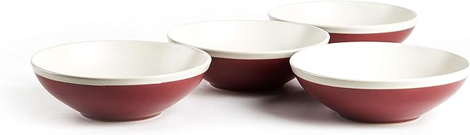 Rock Ridge Speckled Stoneware Dinnerware Set (16pc Set, Garnet and Ivory)
