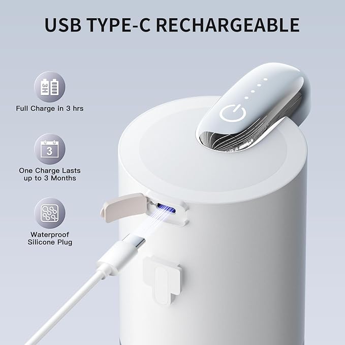 Automatic Foam Soap Dispenser 400ML, Rechargeable Liquid Hand Soap Dispensers Touchless with 4 Adjustable Levels, Motion Sensor Waterproof Wall Mount Foaming Soap Dispenser for Bathroom