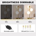 Modern Gold Globe Table Lamp Mid Century 3-Light Desk Lamp with Milk White Glass Shade Metal Base Nightstand Lamp for Bedroom Bedside End Table,G9 Bulb(Not Included)