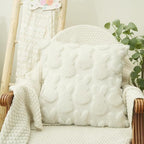 GEEORY Easter Bunny Soft Plush Pillow Covers, 16 x 16 Inch Set of 2, Fluffy Faux Fur Wool Decorative Farmhouse Cushion Case for Sofa Home Decoration Beige GC013-16