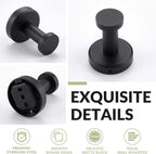 APLusee Matte Black Robe Towel Hook, 304 Stainless Steel Round Coat Hook for Home Storage, Wall Mount