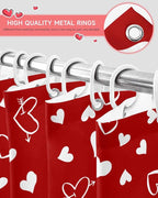 Vandarllin Red Valentine's Day Shower Curtain, Valentines Love Heart Shower Curtains Set with Hooks, Waterproof Fabric Bathroom Curtains Decor Home Accessories,72 X 78 Inch Long