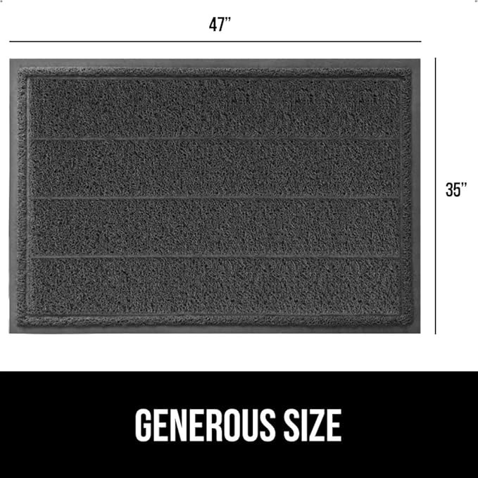 GORILLA GRIP Dirt Grabber Mesh Doormat, Low-Profile, Stain and Fade Resistant Heavy Duty Quick Dry Striped Doormats, Mats for Indoor or Outdoor Entry, Shoe Scraper, Garage Entrance Mat 47x35 Dark Gray