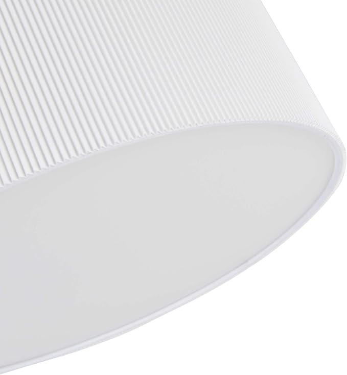 Ceiling Light, SPAKRSOR Modern Stripe Fabric Pendant Light Shade Flush Mount, Large White Drum Lampshade, Round Pendant Lamp, for Bedroom Living Room, Flush Chrome Matt, 3 Bulb, E26