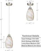 Mini Pendant Lights Kitchen Island Beige Marble Glass Lamp Shade Hand Blown Glass Pendant Light with Brush Nickel Finish Adjustable Cord for Kitchen Over Sink Hallway,Dining Room